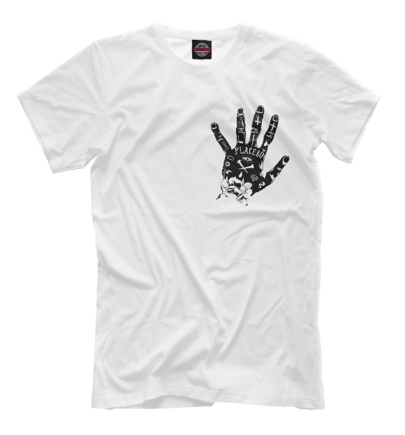 Мужская футболка с изображением Placebo hand black цвета Молочно-белый