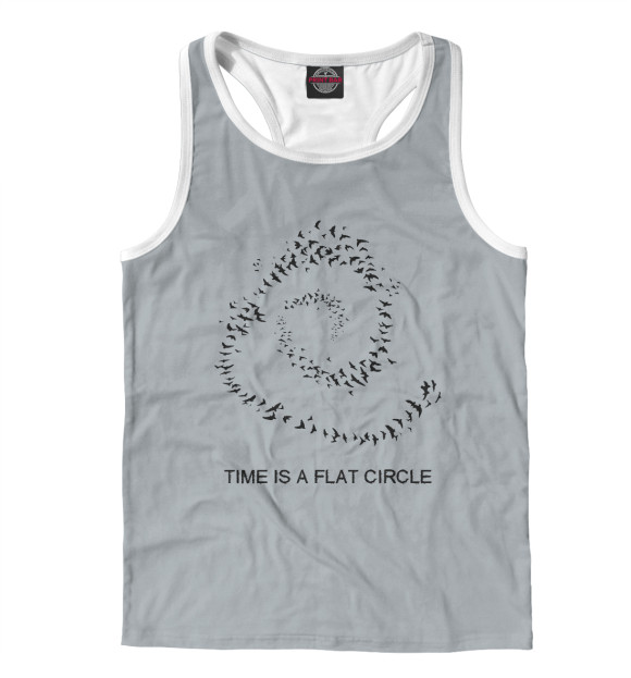 Мужская майка-борцовка с изображением Time is a flat circle цвета Белый