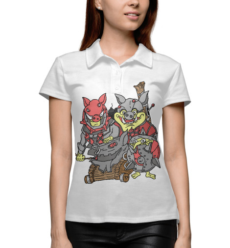 

Поло Print Bar, Белый, Techies Fan 3D (минёр+ аркана)