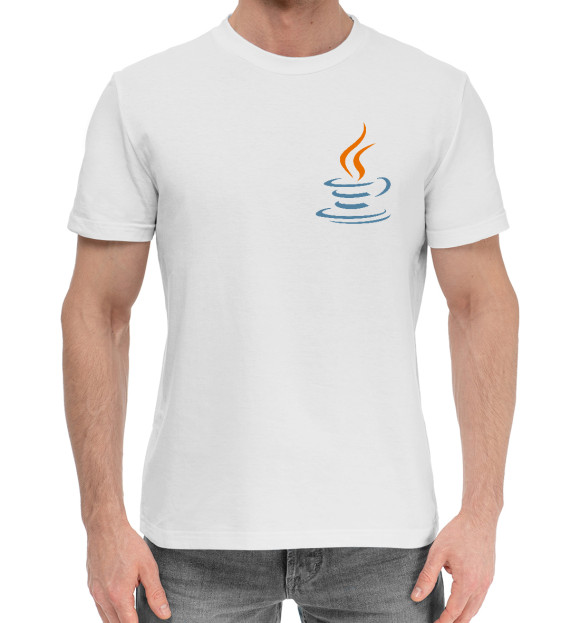 Мужская хлопковая футболка с изображением Java Logo цвета Белый