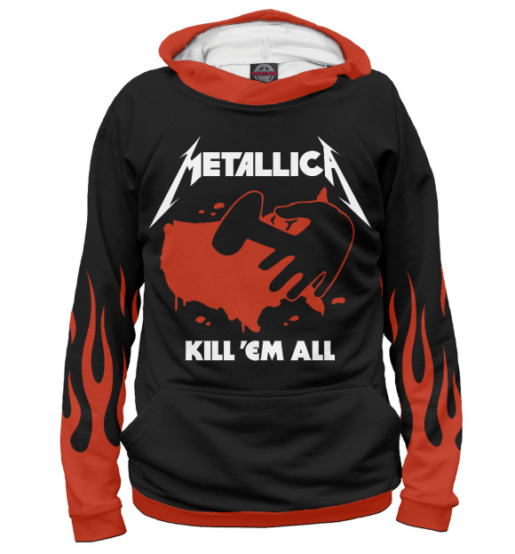 Мужское худи с изображением Kill Em All цвета Белый