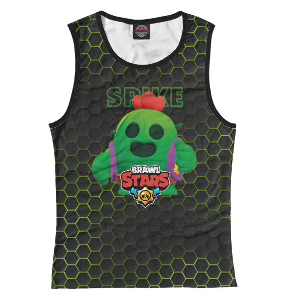 Женская майка с изображением Спайк. Brawl Stars цвета Белый