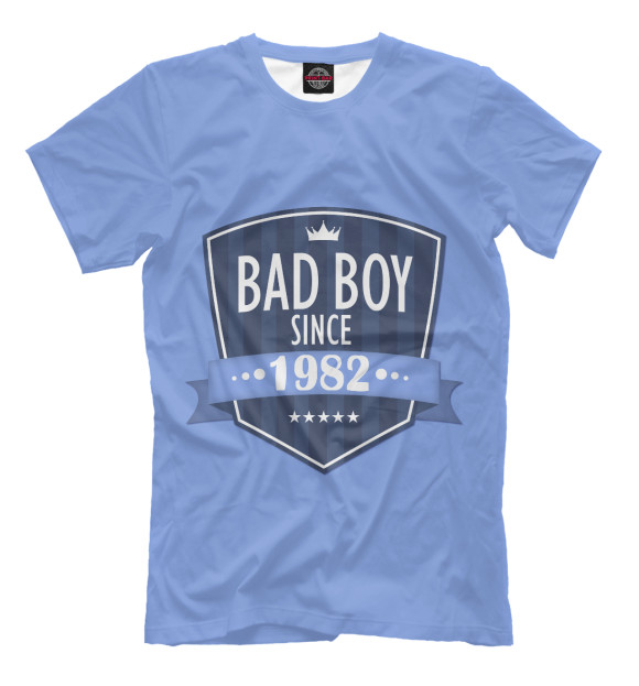 Мужская футболка с изображением Плохой мальчик с 1982 цвета Грязно-голубой