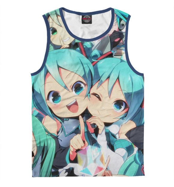 Мужская майка с изображением Мику Вокалоид цвета Белый