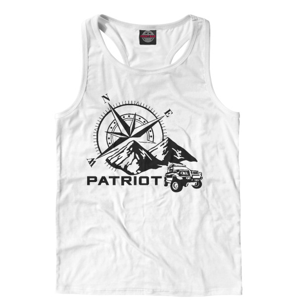 Мужская майка-борцовка с изображением УАЗ патриот цвета Белый