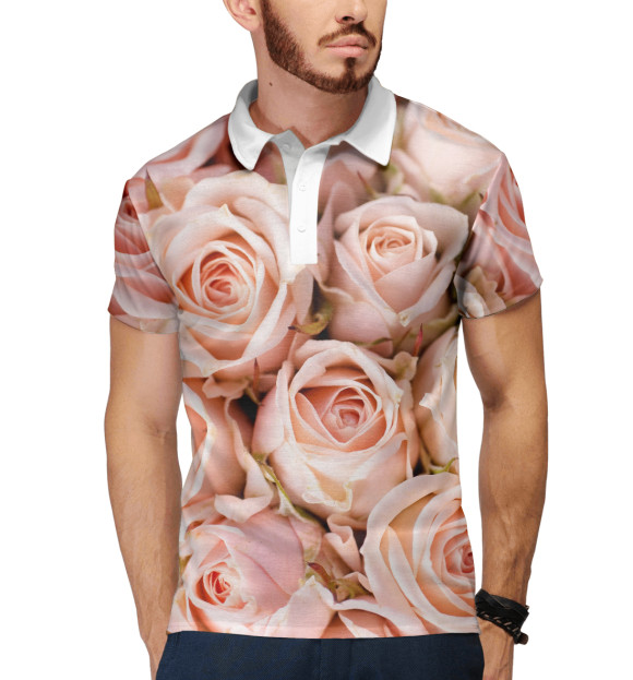 Мужское поло с изображением Розы цвета Белый