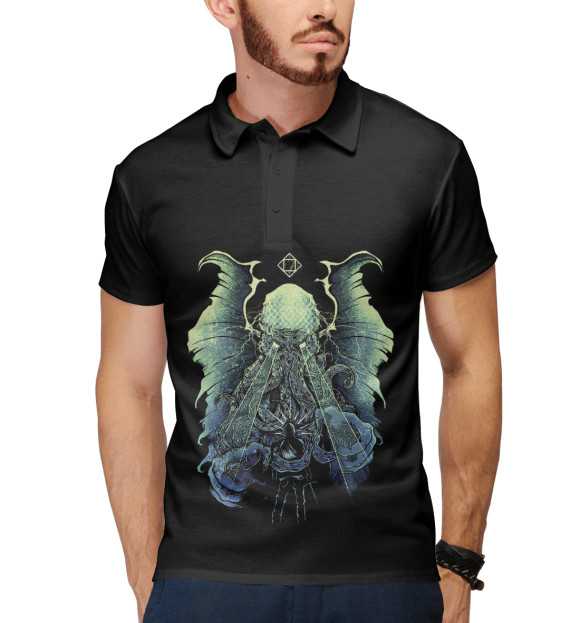 Мужское поло с изображением Cthulhu цвета Белый