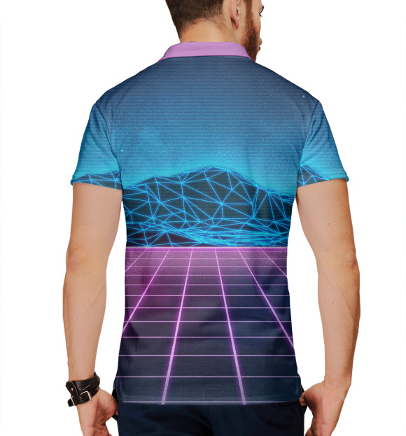 Мужское поло с изображением synthwave цвета Белый