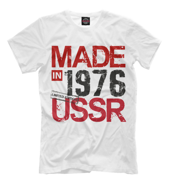 Мужская футболка с изображением 1976 год рождения цвета Молочно-белый