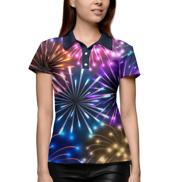 Женское поло с изображением Салют цвета Белый