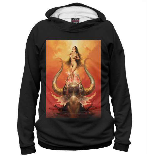 Мужское худи с изображением Devil girl цвета Белый