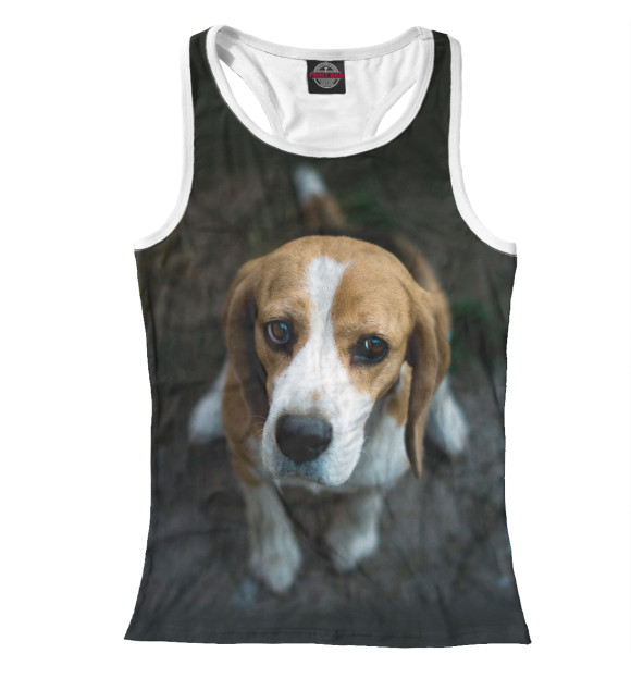 Женская майка-борцовка с изображением Бигль цвета Белый