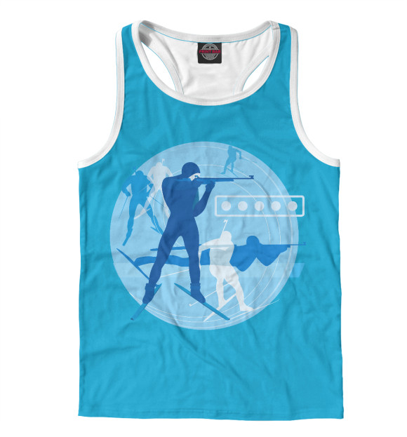 Мужская майка-борцовка с притом Биатлон цвета Белый Мужская майка-борцовка с изображением Биатлон цвета Белый