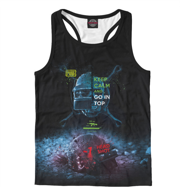 Мужская майка-борцовка с изображением PUBG Head Shot Black цвета Белый