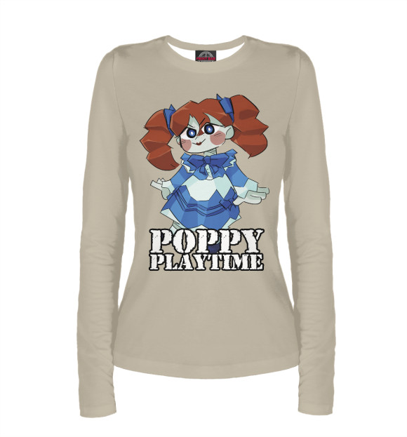 Женский лонгслив с изображением Poppy Playtime кукла цвета Белый