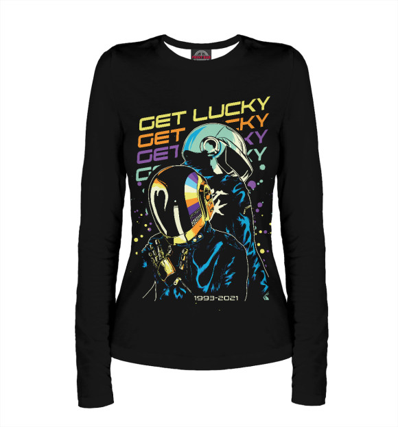 Женский лонгслив с изображением Daft punk цвета Белый