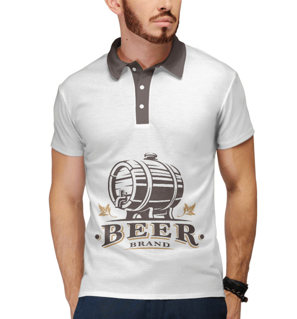 Мужское поло с притом Пиво цвета Белый Мужское поло с изображением Пиво цвета Белый