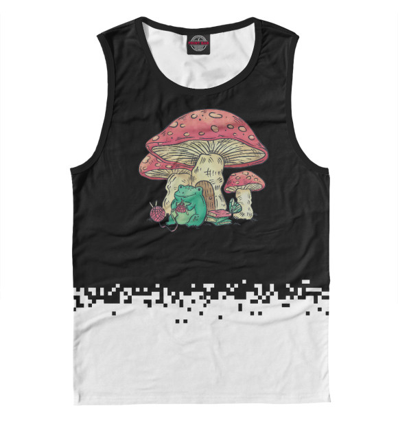 Мужская майка с изображением Cottage Core Frog Knitting цвета Белый