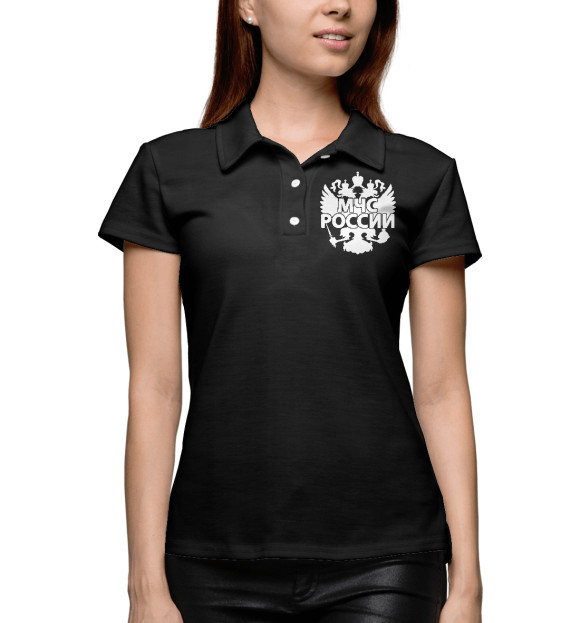 Женское поло с изображением МЧС России цвета Белый