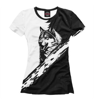 Женская футболка Волк на краю леса