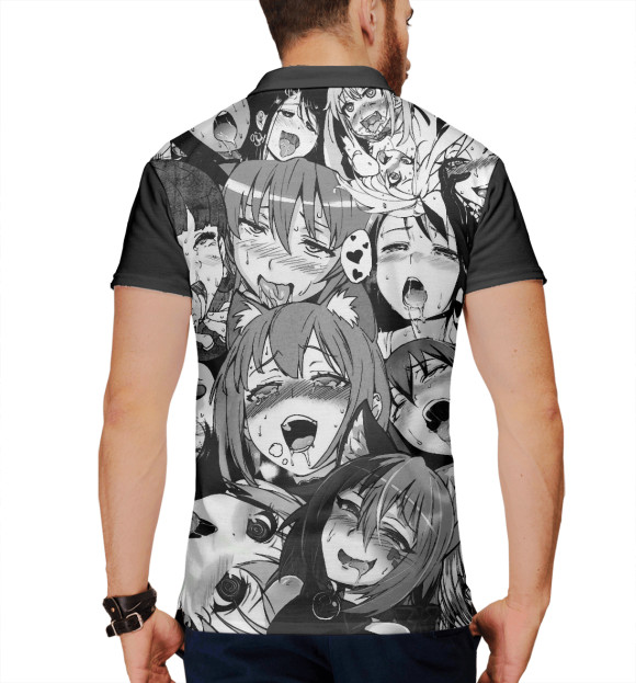 Мужское поло с изображением Ahegao | Ахэгао цвета Белый