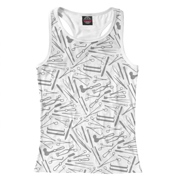 Женская майка-борцовка с изображением Хирургические инструменты цвета Белый