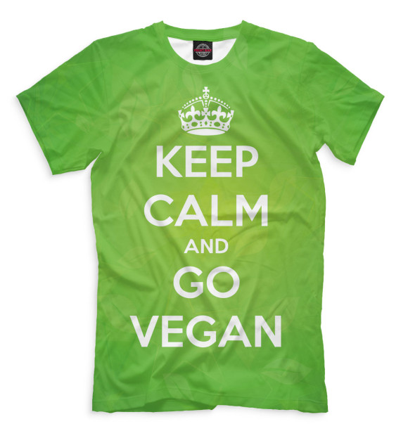 Футболка для мальчиков с изображением Keep Calm And Go Vegan цвета Хаки