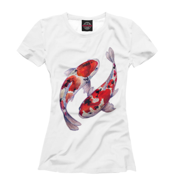 Женская футболка с изображением Рыбы цвета Белый