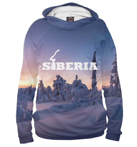 Мужское худи с изображением SIBERIA цвета Белый