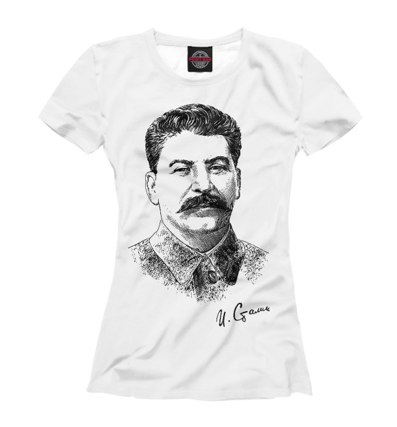 Женская футболка с изображением Товарищ Сталин цвета Белый