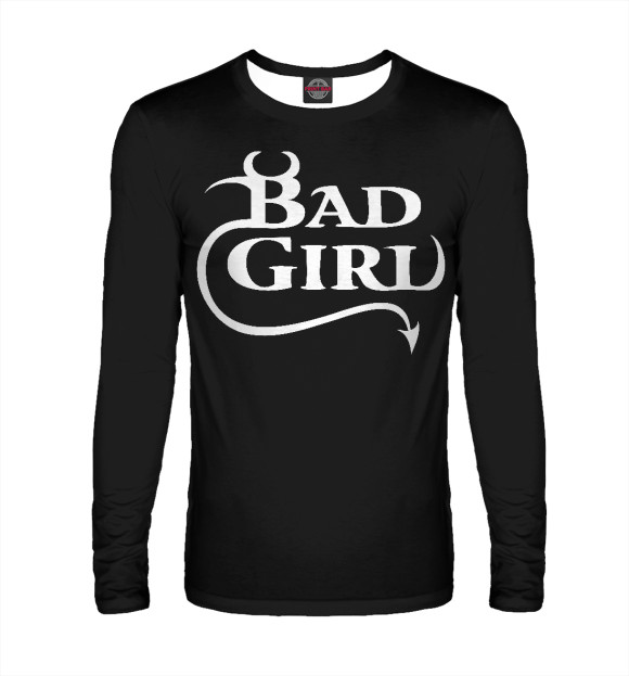 Мужской лонгслив с изображением Bad Girl цвета Белый