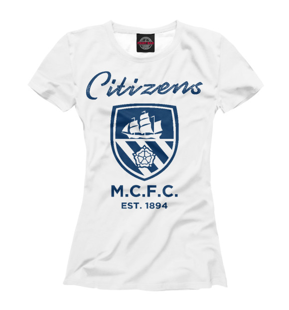 Женская футболка с изображением Манчестер Сити цвета Белый