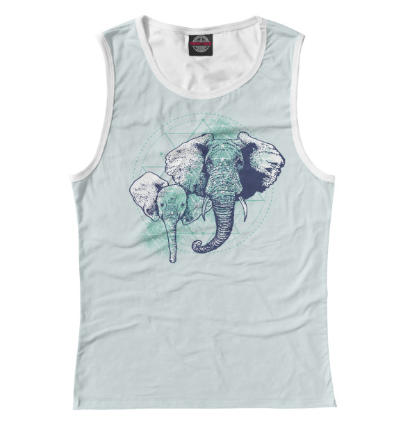 Майка для девочки с притом Два слона цвета Белый Майка для девочки с изображением Два слона цвета Белый