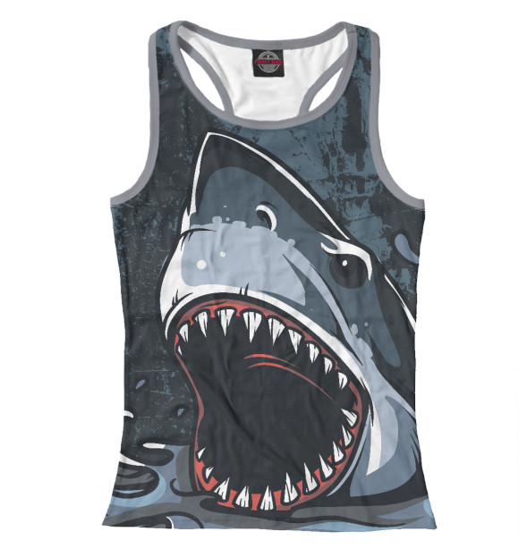 Женская майка-борцовка с изображением Челюсти цвета Белый