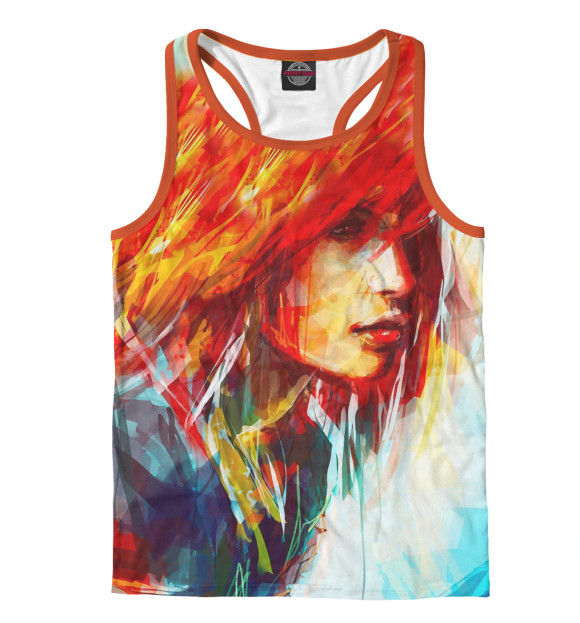 Мужская майка-борцовка с изображением Рыжая девушка цвета Белый