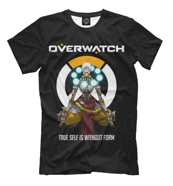 Мужская футболка с изображением Overwatch. Дзенъятта цвета Черный