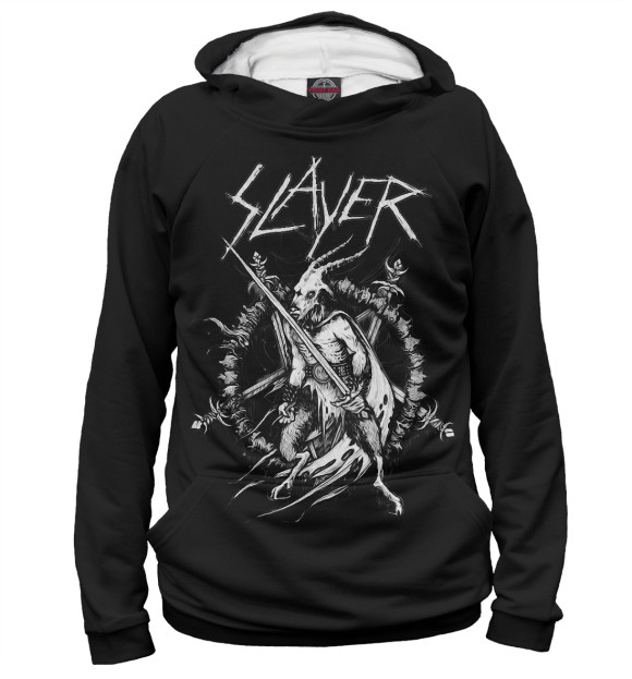 Женское худи с изображением Slayer goat white цвета Белый