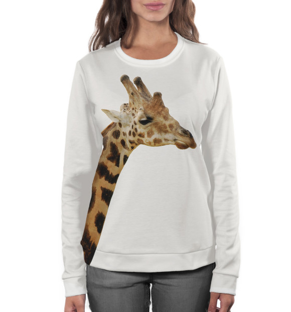 Женский свитшот с изображением Жираф цвета Белый