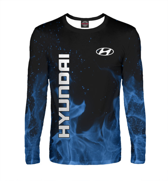 Мужской лонгслив с изображением Hyundai blue fire цвета Белый