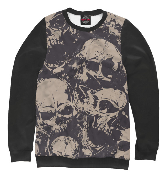 Свитшот для девочек с изображением Grey Skulls цвета Белый