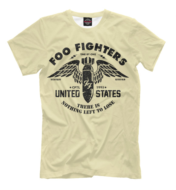 Мужская футболка с изображением Foo Fighters цвета Бежевый
