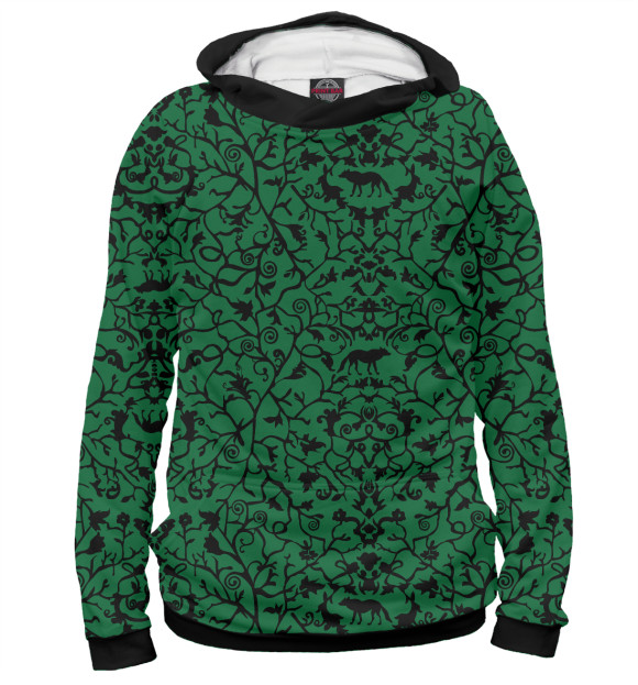 Мужское худи с изображением Abstract Wolf Green цвета Белый