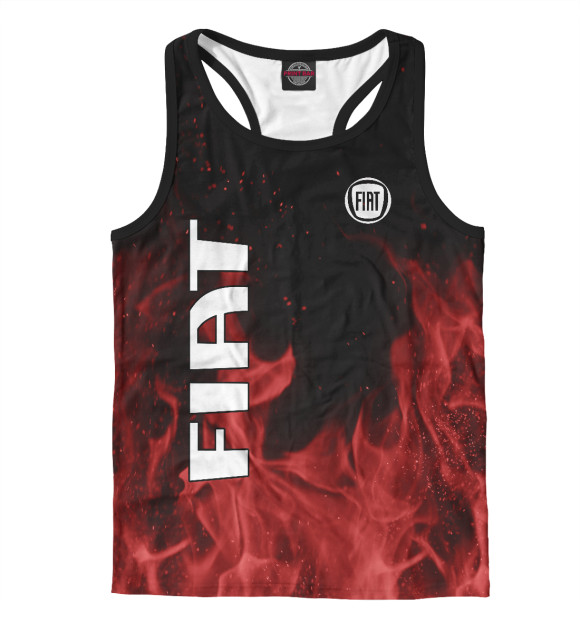 Мужская майка-борцовка с изображением FIAT red fire цвета Белый