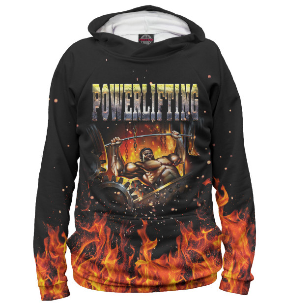 Мужское худи с изображением Пауэрлифтинг цвета Белый