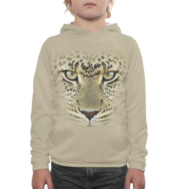 Худи для мальчика с изображением Леопард цвета Белый