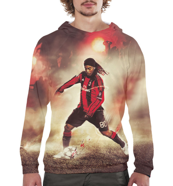 Мужское худи с изображением Роналдиньо цвета Белый