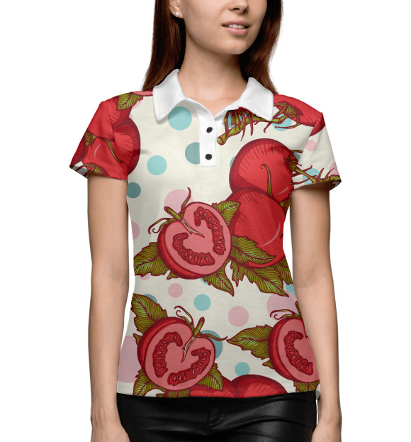 Женское поло с изображением Помидор цвета Белый