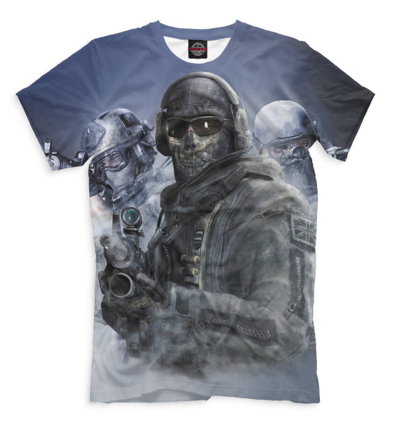 Мужская футболка с изображением Modern Warfare 2 цвета Серый