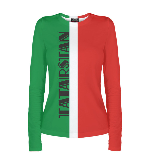 Женский лонгслив с изображением Флаг Татарстана цвета Белый