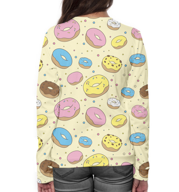 Женский свитшот с изображением Пончики цвета Белый
